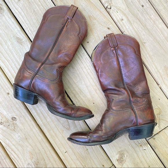 Tony Lama | Brown Leather Western Boots 9 D - Picture 2 of 8